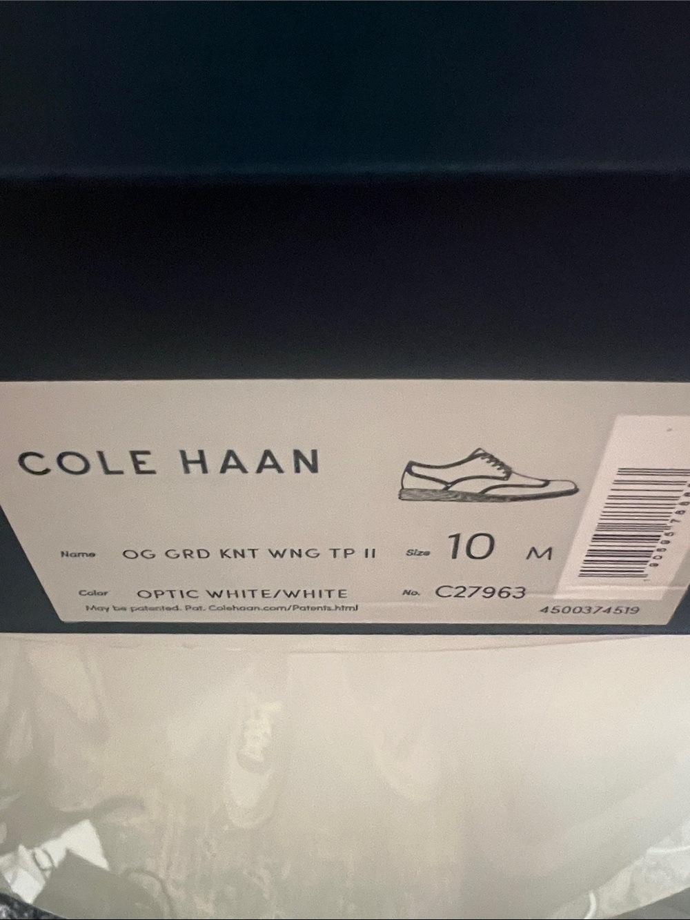 NIB Cole Haan White Knit Wingtip Derby with Brown Accents - Picture 2 of 3